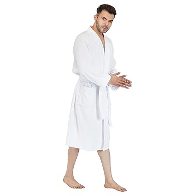 Rangoli 100% Cotton Bathrobe for Men| Noble 400 GSM bath robes with Pockets, Lightweight & Highly Absorbent Luxurious Full Sleeves Unisex Bath Gown/Bath Robe